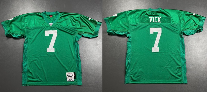 Men's Green Philadelphia Eagles #7 Michael Vick Throwback Stitched Baseball Jersey